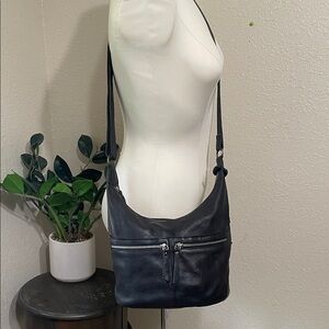 Latico Classic Black Leather Crossbody Bag